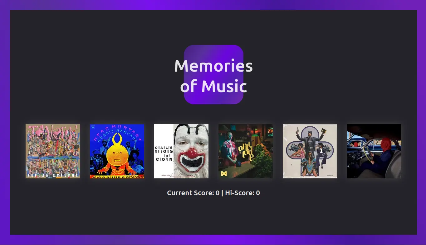 A screenshot of Memories of Music in action.