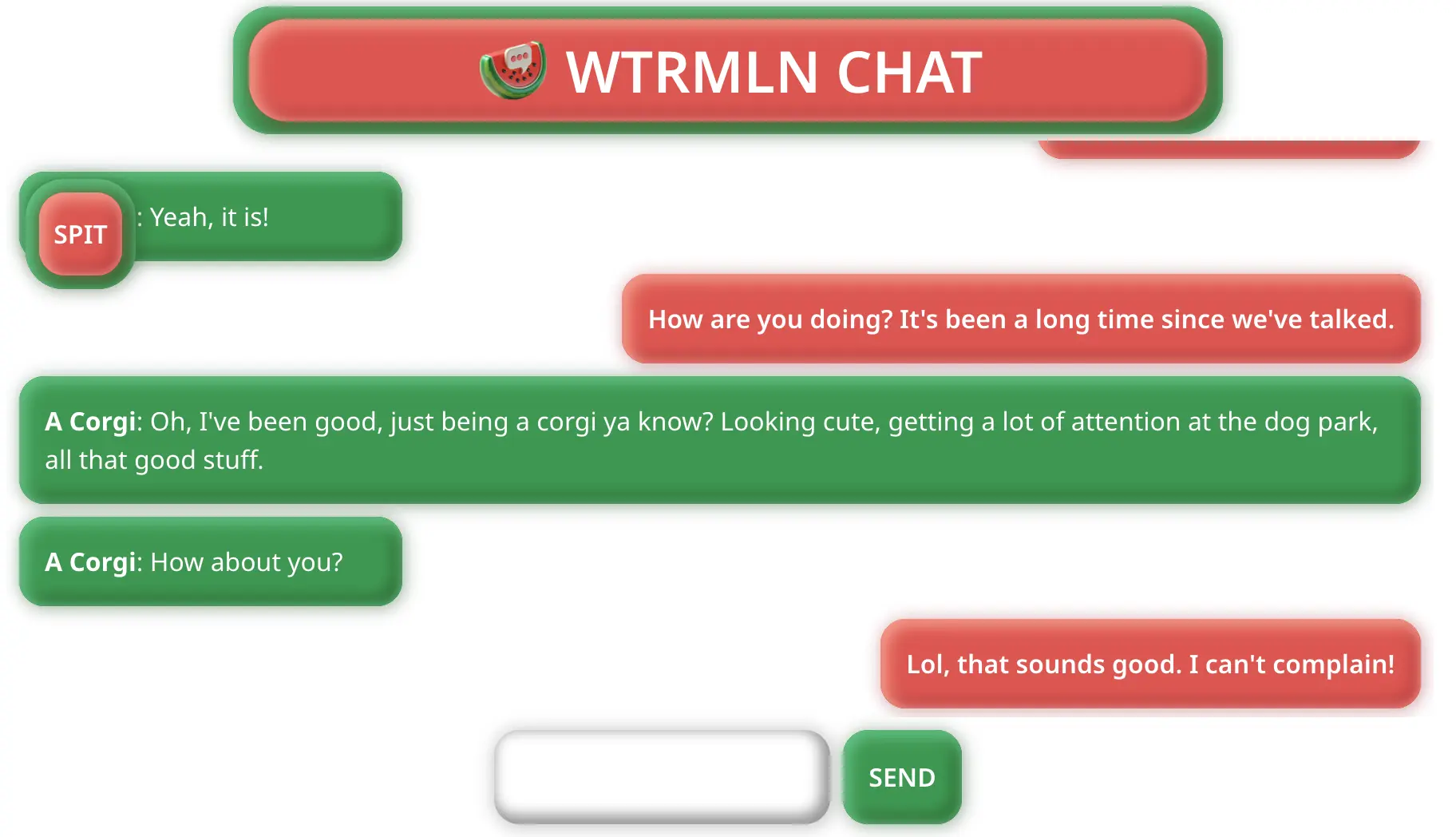 A screenshot of WTRMLN CHAT in action.